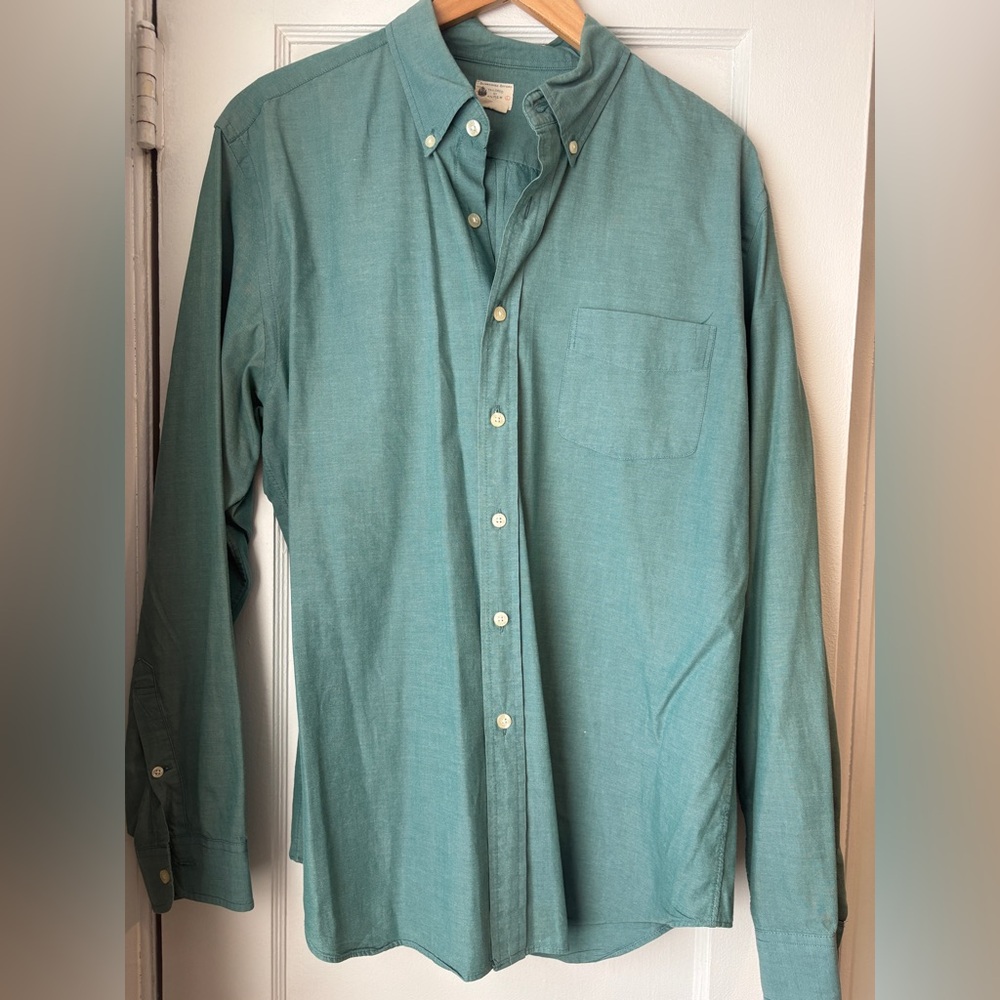 J. Crew Sun-Washed Green Oxford Button Down
